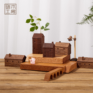 【手雕小木屋】创木工房实木手工手作桌面小摆件微缩景观小房子