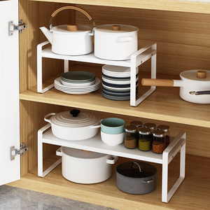 厨房分层置物架橱柜内隔板厨柜隔层架多层调料收纳锅架台面小架子