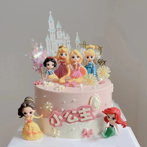 网红女孩生日蛋糕装饰迷你6款公主摆件Q版卡通少女心烘焙甜品装扮