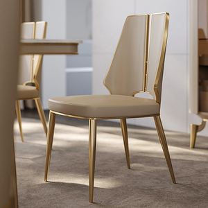 意式真皮餐椅现代简约轻奢极简网红设计师不锈钢个性创意书桌椅子