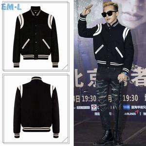 秋冬slp棒球服棒球黑白外套gd同款潮牌棒球衫羊绒权志龙潮夹克男