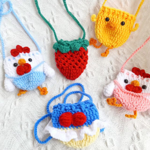 手工毛线钩织成品蛋袋立夏端午节礼品蛋兜幼儿园儿童挂脖护蛋神器