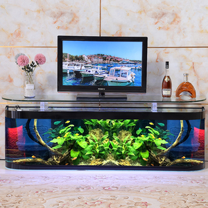 电视柜金鱼缸客厅家用中大型落地双圆茶几靠墙玻璃创意欧式水族箱