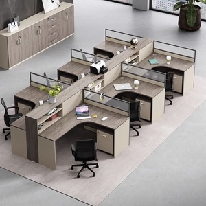 职员办公桌员工位桌椅组合十字型双4四6人位卡座财务屏风简约现代