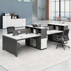 办公桌员工位简约现代办公桌椅组合双4四6六人位卡座财务桌职员桌