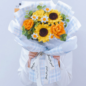 扭扭棒创意向日葵花束自制diy材料包彩色绒毛铁丝手工三八节礼物