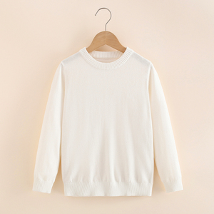 【薄款系列】白色毛衣 春秋款男童装女孩针织衫 100%纯棉打底衫