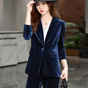 金丝绒西服套装2022秋冬新款韩版英伦风网红休闲小西装外套女上衣