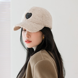疯帽子 保暖羊羔毛绒保暖鸭舌帽女 保暖挡风百搭棒球帽秋冬款