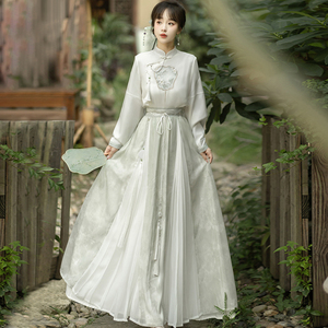 青玉扇原创改良汉服女新中式日常国风汉元素上衣半身裙两件套春秋