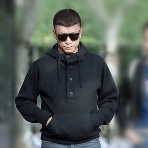 秋冬明星好先生孙红雷同款男士卫衣加绒连帽套头运动长袖大码外套