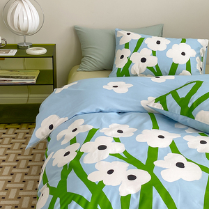 简约ins风纯棉全棉100床上四件套碎花春夏季床品被套床单欧若拉4