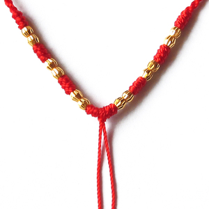 贝罗绮 足金转运珠项链挂绳 红绳本命年黄金diy挂玉绳 定制颈饰