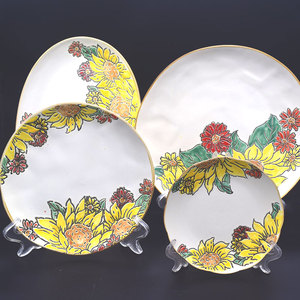 创意陶瓷盘子菜盘家用欧式餐具牛排盘圆形平盘西餐盘手绘釉下彩盘