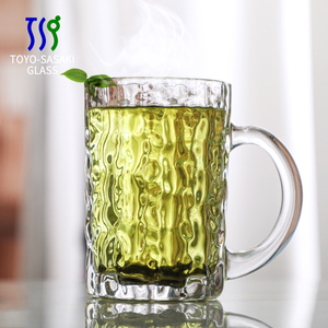 日本进口带把加厚水晶玻璃透明家用耐热绿茶杯子水杯泡茶杯牛奶杯
