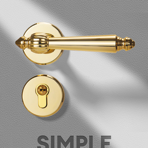 金色卧室门锁家用静音磁吸欧式美式轻奢木门把手通用型分体锁全套