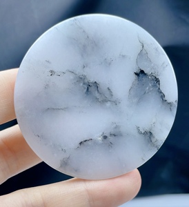 缅甸老坑冰糯种淡紫灰a货翡翠乌鸡山水意境无事牌吊坠平口平安扣