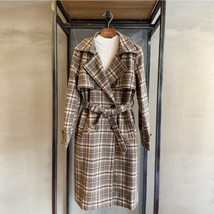 麦寻女装2021冬季新款ndyl4009格子中长款气质风衣复古港味呢大衣