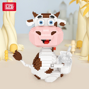 loz/俐智微颗粒积木拼装模型成年立体拼插玩具奶牛摆件牛年吉祥物