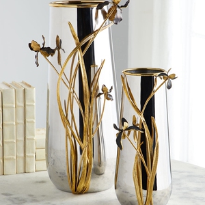 美国michael aram鸢尾花系列银色金属花瓶客厅餐桌装饰品手工制作