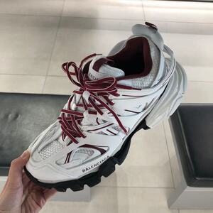 【大锤在意大利】61巴黎世家 白底拼红鞋带track