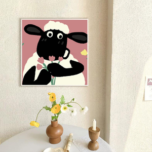 小羊肖恩diy数字油画可爱卡通动漫定制手工填充丙烯手绘装饰画