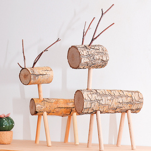 幼儿园diy手工制作材料包 儿童木工坊创意玩具半成品树枝小鹿课程