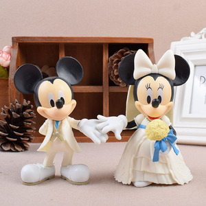 婚庆白色婚纱米奇米妮唐老鸭黛西手办蛋糕摆件米老鼠公仔玩具模型
