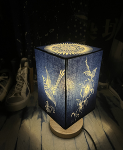 蜡染台灯定制床头灯台灯手工方形非遗技艺文创文艺礼物传统灯饰