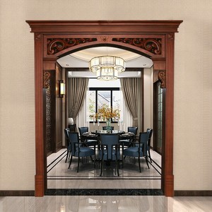 新中式垭口造型拱形门套包边雕花烤漆实木复合客厅过道双包套