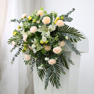 仿真演讲台假花装饰会议室花卉摆件发言台垂吊花束礼仪台桌面挂花