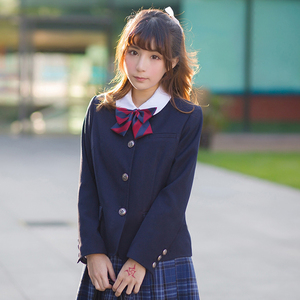 【梗豆物语】绀色无领少女西装jk制服日系学院风学生西式校服