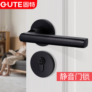 固特静音门锁室内卧室磁吸黑色实木门把手分体家用房门锁具通用型