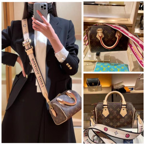 lv/路易威登女包新款speedy20号枕头包单肩斜挎包手提包m45957