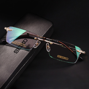 正品精工眼镜框近商务视眼镜男无框眼镜纯钛超轻时尚眼镜框hc1019