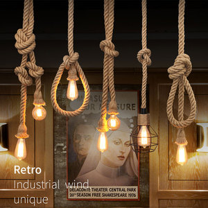 美式乡村复古麻绳吊灯头线咖啡厅酒吧吧台餐厅工业麻绳DIY吊灯头