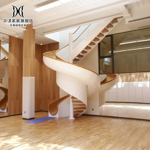 别墅阁楼轻奢旋转楼梯儿童滑梯创意定制复式整体钢木挑高loft定制