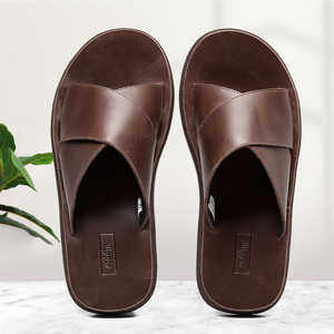 真皮拖鞋男凉拖鞋男夏外穿皮拖鞋男潮流室外头层牛皮凉鞋男一字拖