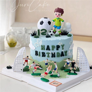 足球蛋糕装饰摆件男孩生日快乐蛋糕装饰足球队蛋糕摆件主题插件牌