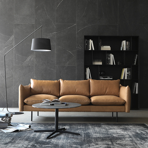 原装进口carezza北欧表情/oscar真皮沙发/意式现代简约客厅驼色