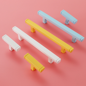 儿童房柜门拉手黄色现代简约柜子衣柜橱柜抽屉把手锌合金彩色拉手