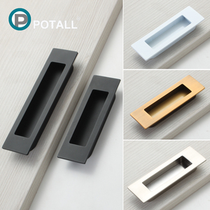 嵌入式暗拉手开槽黑色白色推拉门把手隐形橱柜衣柜暗装抽屉扣手