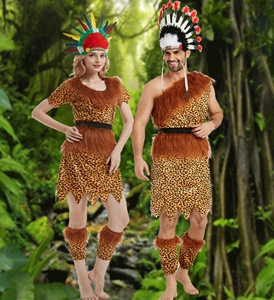 新款成人野人演出服装大王叫我来巡山非洲鼓原始印第安猎人表演服