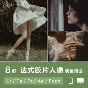 LR预设法式胶片人像莫兰迪PS/FCPX达芬奇手机版APP滤镜PR调色LUT