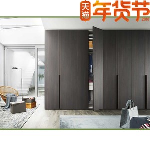 高档深色黑色高端多层实木贴皮 原木定制衣柜 柜门 成品柜子家具