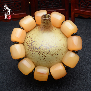 保真金丝牦牛角手串 天然西藏牛角手链男士金黄色佛珠念珠牛角珠