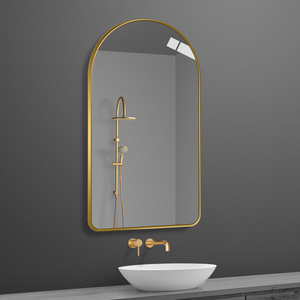 浴室镜金色边框洗手间挂墙式轻奢卫生间厕所洗漱台化妆拱门形镜子