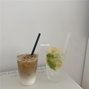 阿宝-韩国ins咖啡店同款透明高硼硅玻璃杯自制咖啡冷饮杯简约水杯