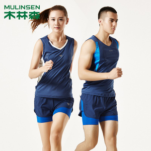 木林森跑步运动套装男女夏季健身背心短裤马拉松体育生田径服定制
