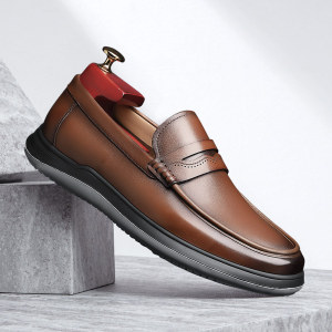 老爷车男鞋真皮手工擦色轻便皮鞋男一脚蹬商务休闲懒人乐福鞋男